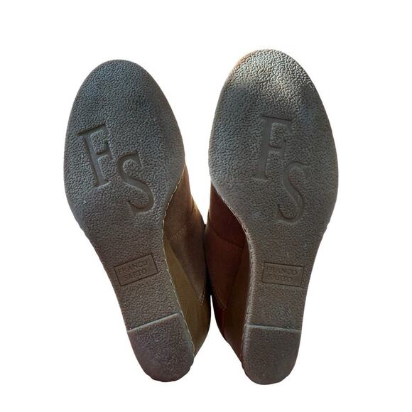 Franco Sarto Albi Wedge Chukka Boots Size 7 M Cognac Suede & Leather With Box - Picture 7 of 9